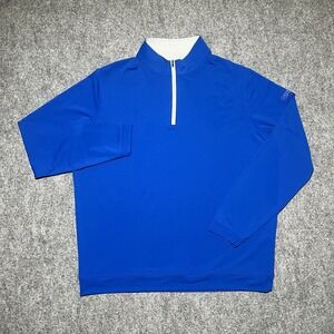 Peter Millar Summer Comfort Pullover Men XL Blue Perth Performance 1/4 Zip  Logo